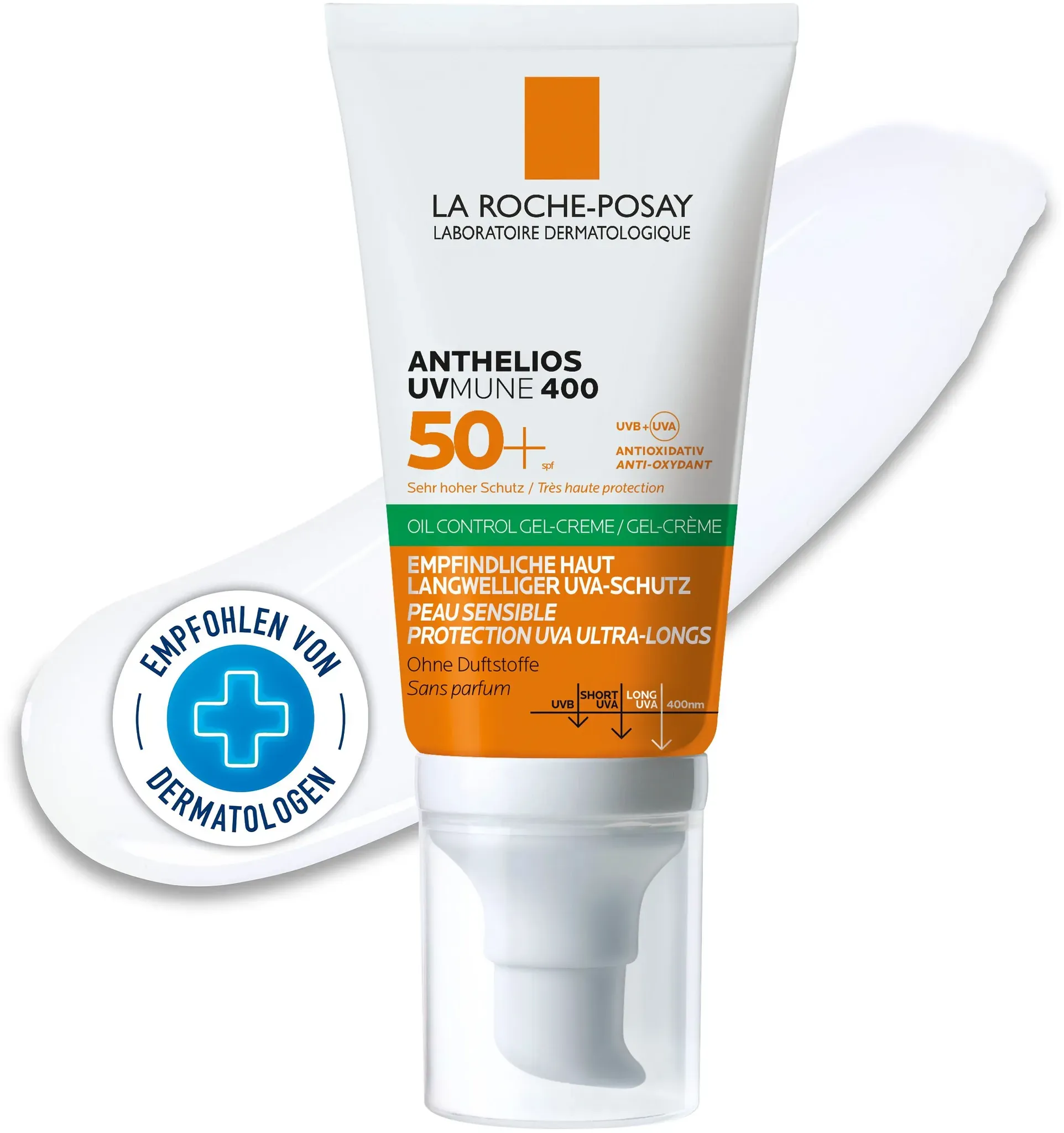 La Roche Posay Anthelios UV Mune 400 Oil Control Gel-Creme Sonnengel mit Lsf50+ für sehr hohen Schutz vor Uva- und UVB-Strahlen, für ölige Haut