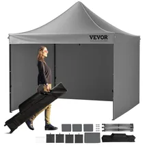 Vevor Pavillon 304,8x304,8x320cm Gartenzelt 500D PU-Silber-Gewebe Faltpavillon höhenverstellbar inkl. Aufbewahrungstasche Partyzelt 6-8 Personen Pop up Zelt Faltzelt Gartenpavillon für Campingausflug