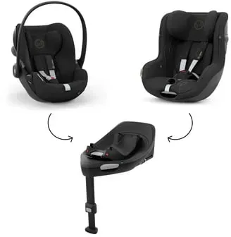 cybex GOLD Kindersitz Set Reboarder Sirona G inklusive Babyschale Cloud G inklusive Basisstation Base G Moon Black