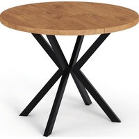Runder Ausziehbarer Esstisch - Loft Style Tisch mit Metallbeinen - 100 bis 180 cm - Industrieller Tisch für Wohnzimmer - Spacesaver - Eiche Lancel...