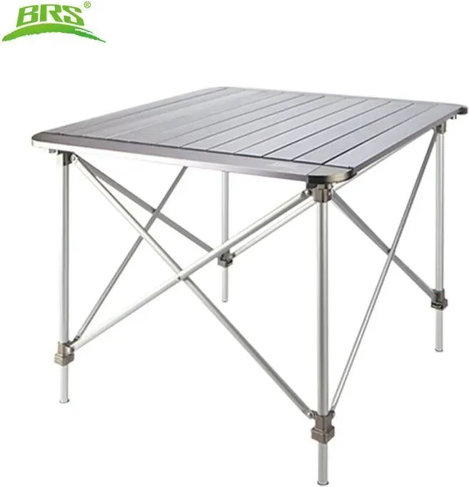 BRS Z31 Aluminium-Campingtisch für mehrere Personen, tragbar, klappbar, höhenverstellbar, 69 cm × 69 cm (27,17 Zoll × 27,17 Zoll)