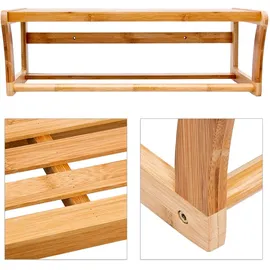 Relaxdays Badregal, Hellbraun, Holz, 60x20x25 cm, Badezimmer, Badezimmerregale, Badregale