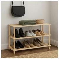 Hti-Living Schuhregal aus Bambus in Natur 3 Ebenen