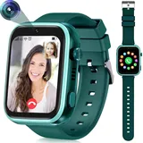 (Grün)Kinder-Smartwatch 4G mit GPS und Telefon, Smartwatch Kinder mit WLAN-Videoanruf-Kamera SOS, IP67 Wasserdichte Kinder-Smartwatch mit GPS-... - Grün