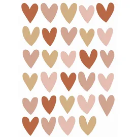 Estahome Wandtattoo Herzchen Terrakotta, Rosa und Beige 47.5 x 66 cm