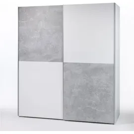 Schwebetürenschrank Puls 170 x 195 x 59 cm Weiß/Grau