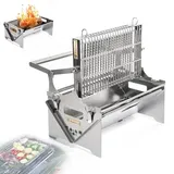 Holzkohlegrill, 360° Drehbarer Grill mit Abnehmbarer Auffangschale & Einstellbarem Stahlrahmen, Edelstahl-Wendezeile für Picknick & Gartenparty