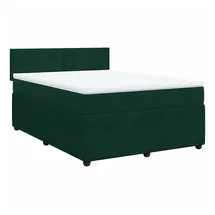 vidaXL Boxspringbett mit Matratze Dunkelgrün 140x200 cm Samt
