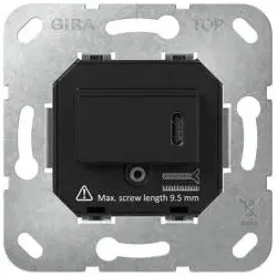 Gira USB-Spannungsversorgung PD 1fach, USB Typ C Einsatz, schwarz