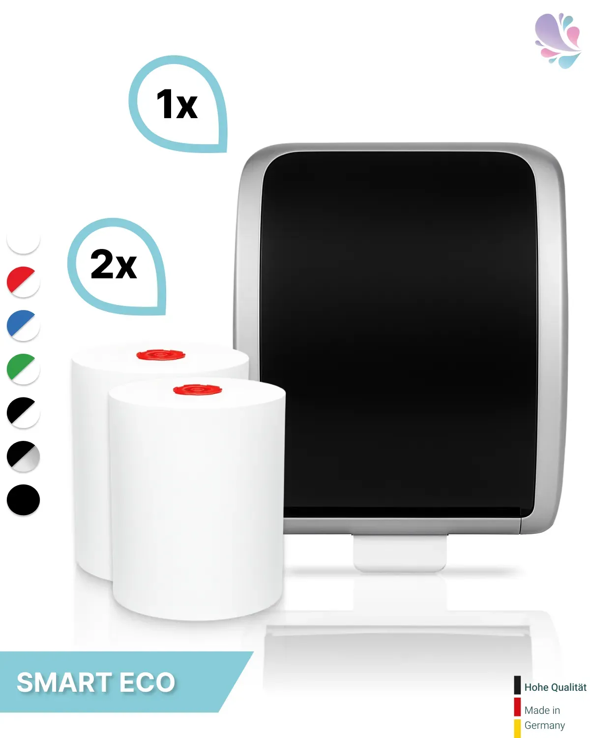 SET: Handtuchrollenspender Autocut, Blanc Cosmos verschied. Farben + 2 Handtuchrollen Smart ECO - PRODUKTSET