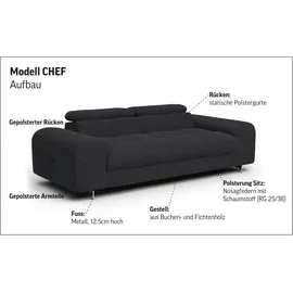 Cotta Couch Kunstleder 3-Sitzer Braun