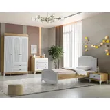 JV Möbel Set Bett Nachttisch, Kommode und Kleiderschrank Kinderzimmer Schlafzimmer 4tlg