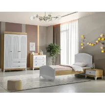 JV Möbel Set Bett Nachttisch, Kommode und Kleiderschrank Kinderzimmer Schlafzimmer 4tlg