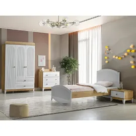 JV Möbel Set Bett Nachttisch, Kommode und Kleiderschrank Kinderzimmer Schlafzimmer 4tlg