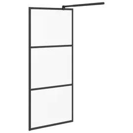 vidaXL Duschwand für Walk-In Dusche 90x195 cm ESG Mattiert Schwarz