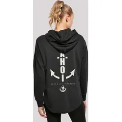 Kapuzenpullover F4NT4STIC "Ahoi Anker Knut & Jan Hamburg", Damen, Gr. S, schwarz, Obermaterial: 100% Baumwolle, casual, oversize, Langarm, Pullover, Print