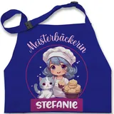 Kinderschürze Schürze Kinder Jungen Mädchen - Backschürze - Meisterbäckerin mit Name - 7-14 Jahre - Royalblau - für zum backen, sch rze backen geschenke weihnachten ausrüstung backzubehör - 7-13 Jahre