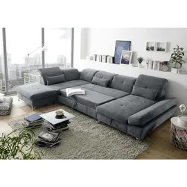 ed exciting design Wohnlandschaft Polyester U-Form 3-Sitzer Grau