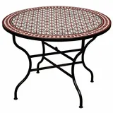 Marrakesch Orient & Mediterran Interior Mosaiktisch 100 x 100 x 75 cm Schwarz/Weiß/Rot
