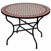 Marrakesch Orient & Mediterran Interior Mosaiktisch 100 x 100 x 75 cm Schwarz/Weiß/Rot