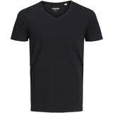 JACK & JONES Basic T-Shirt mit V-Neck in Schwarz-XL