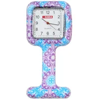 GiMa ns885sky Uhr für Krankenschwestern, quadratisch, Muster, Violett/Hellblau