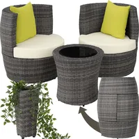 Tectake Rattan Sitzgruppe Nizza mit Aluminiumgestell, - Grau