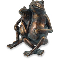 Wasserspeier Figur Froschpaar aus Kunststein - (L x B x H): ca. 200 x 150 x 220 mm - Schlauchanschluss 13 mm - Schlauchlänge ca. 1,4 m - Wassergarten Deko Teichfigur, esotec 100737