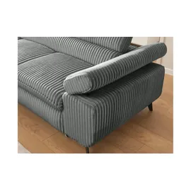 S-Style Eckcouch Cord 2-Sitzer Grau