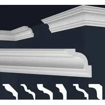 Marbet Design Stuckleisten XPS Styropor weiß - Deckenleisten Deckenstuck Leisten E-Leisten - (50 Meter / 25 Leisten E-25)