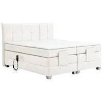 Inter Boxspringbett Bern 200x200 cm mit Motor weiß Coral 70 - Weiß