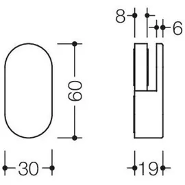 Hewi Spiegelhalter 2 Stük Spiegel 6 mm verdeckte Verschraubung 30 x 60 x 18 mm