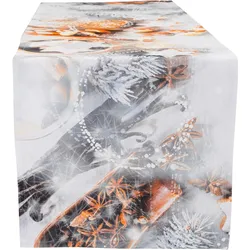 Tischläufer CASATEX "cakes and nuts, Weihnachtsdeko, Weihnachten", bunt (weiß, grau, braun), B:40cm L:140cm, Baumwolle, Tischdecken, Weihnachten