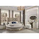 Xlmoebel Rundbett Bett mit rundem Design aus Leder für luxuriöse Doppelzimmer im Hotel. (1-tlg., Bett + Matratze), Hergestellt in Europa beige