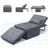 FLEXISPOT Sessel Wohnzimmer Sessel mit hocker Schlafsessel Klappbar mit bettfunktion mit schlaffunktion umwandelbarer Stuhl Bett ausziehbarer Schlafsessel Belastbar bis 300kg, Grau,72 * 69 * 35 cm