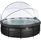 EXIT TOYS Black Leather Pool 427 x 122 cm inkl. Sandfilter, Abdeckung und Wärmepumpe