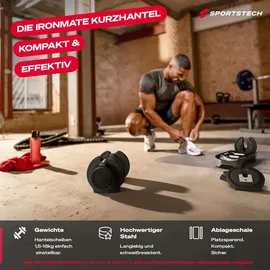Sportstech Ironmate Hantel Verstellbare Hantel 1,5–18 kg schwarz
