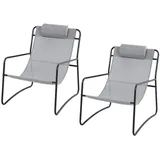 Svita Sveio 2er Set Outdoor Relaxsessel Gartenstuhl mit Kissen Liegestuhl Hellgrau