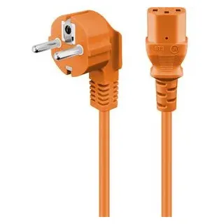 Goobay Netzkabel 95289, 3 m, Schutzkontakt-Stecker / Kaltgeräte-Buchse, orange