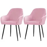CLGTY Samt Stuhlhussen Mit Armlehne Moderne, Weich Abnehmbar Stuhlhussen Moderne Hussen Für Stühle Für Esszimmer-rosa-2 Stück