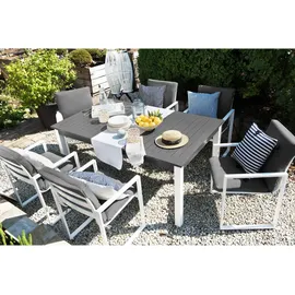 Beliani Gartenmöbel Set Aluminium 6-Sitzer Terrasse Outdoor Modern - grau/weiß