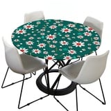 Tischdecke Abwaschbar Rund 200cm, Elastisch Lotuseffekt Tischdecke Outdoor 3D-Druck Tischdecken Daisy Table Cloth für Garten Restaurant, Ideal für 180cm-190cm