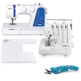 Glaeser home Nähmaschine GLAESERhome Kreativ Advanced-Bundle, ol50 + mia300 + POWERCUT Schere weiß