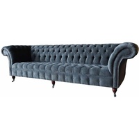 JVmoebel Chesterfield-Sofa, Sofa Chesterfield 4 Sitzer Couch Textil Wohnzimmer Klassisch grau