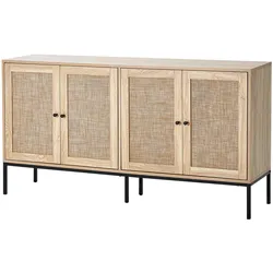VEVOR Rattanschrank Rattankommode mit 4 Magnetischen Türen Verstellbar Flur