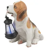 ETC Shop LED Solarleuchte Hund Beagle mit Laterne, H 24 cm