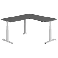Bümö Eckschreibtisch Graphit, Silber, Nachbildung, Rechteckig, 180x74x200 cm, FSC