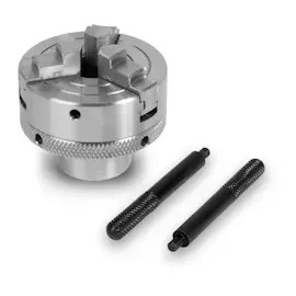 Eberth Dreibackenfutter mit 50 mm Durchmesser, 2' 3-Backenfutter Selbstzentrierend, Anschluss-Gewinde 1' -8 tpi, Inkl. Spannwerkzeug, Drechselbank Zubehör,