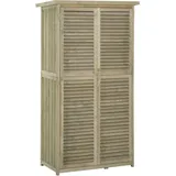 Outsunny Gartenschrank Holz Geräteschuppen Gerätehaus Mit Asphaltdach Lamellentür Geräteschrank Schuppen Garten 4 Fächer Grau 87 X 46,5 X 160 Cm