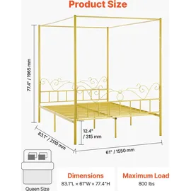 Vevor Himmelbett 160 x 200 cm Gold